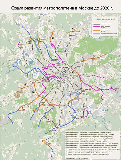 Схема развития метрополитена до 2020 года