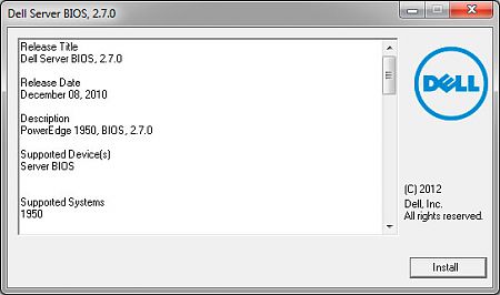 Скриншот работы программы PE1950_BIOS_WIN_2.7.0.EXE