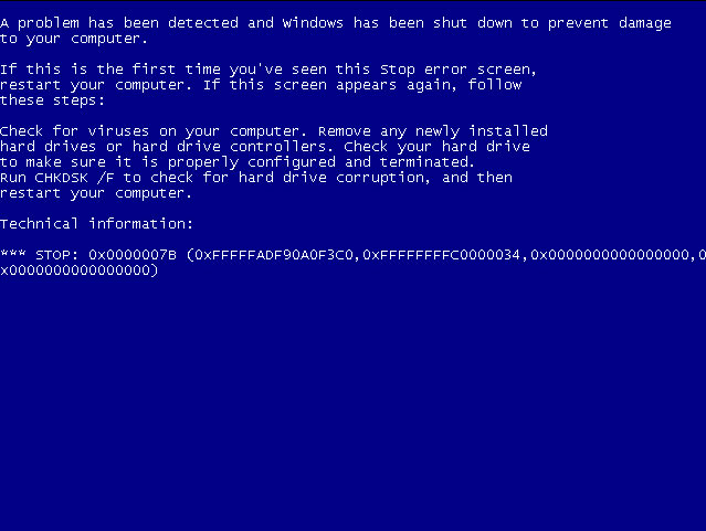 BSOD - STOP: 0x0000007B INACCESSIBLE_BOOT_DEVICE