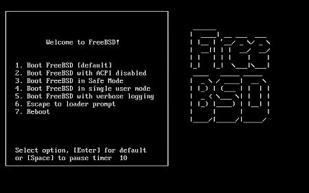 FreeBSD 8.4 boot menu