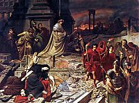 Император Нерон смотрит на полыхающий Рим